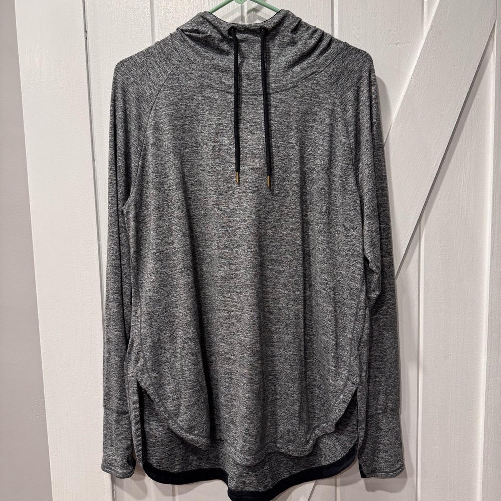 Tangerine Heather Gray Hoodie Sweatshirt ~ Size L